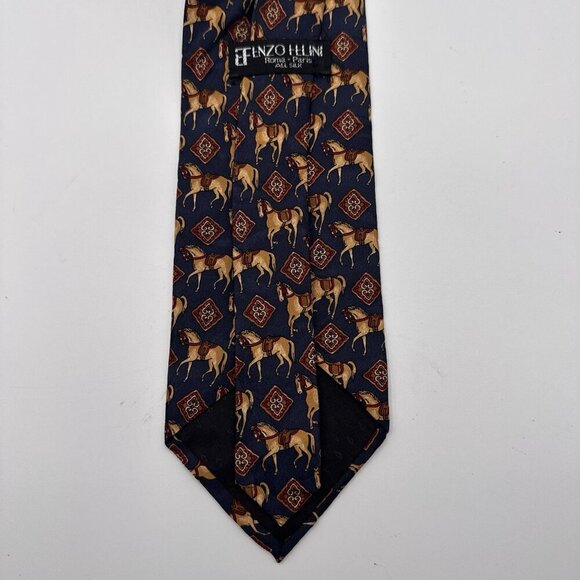 Vintage Efenzo Felini Necktie 100% Silk Handmade Horse Roma Paris Kentucky Derby - Picture 4 of 9